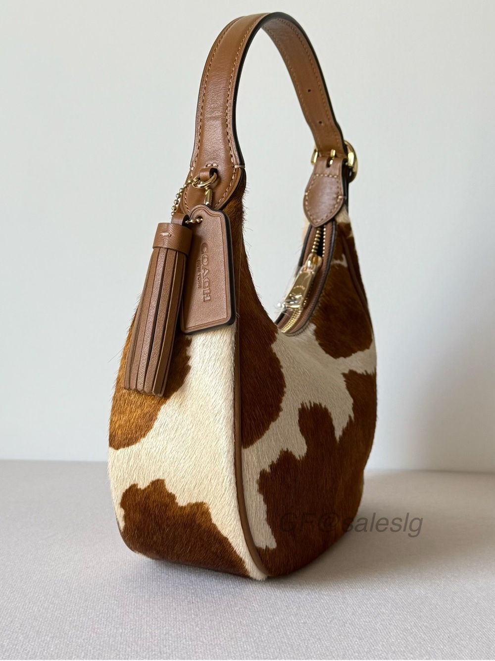 NWT Coach Emily Shoulder & Crossbody Bag In Haircalf With Cow Print Gold CDX23 - Picture 8 of 15